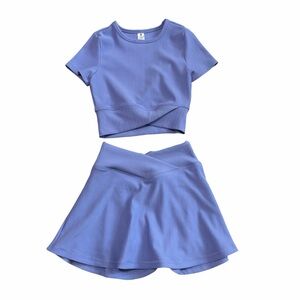 Yogalicious Girls Maisie Ribbed Top & Skirt Set | Lavender | Size M (10)